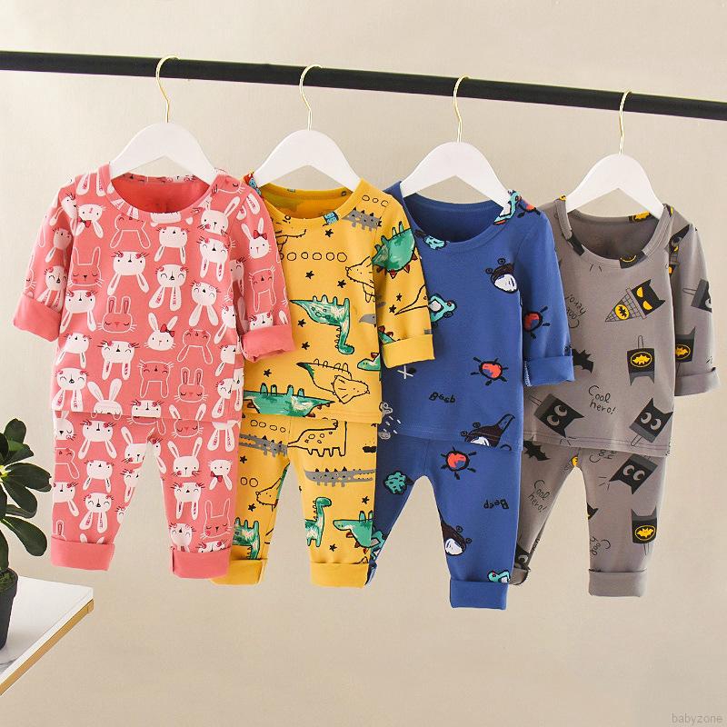 Bộ Áo Thun Dài Tay+Quần Dài In Hoạt Hình Cho Bé