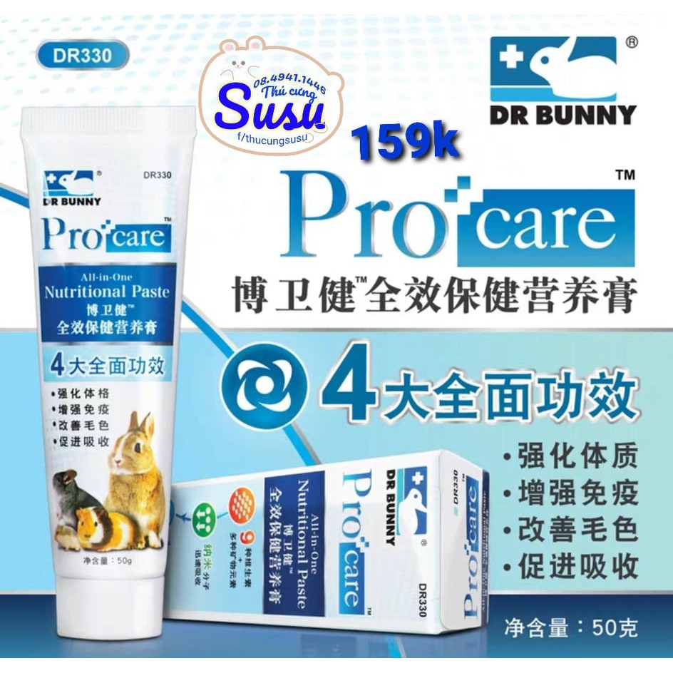 Gel dinh dưỡng tăng sức đề kháng dùng cho Hams, Chin, Bọ và Thỏ - DR330, 331 - DR Bunny