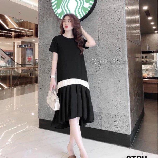 VÁY BẦU THIẾT KẾ BĐA3066N CHẤT COTTON PHA VOAN
