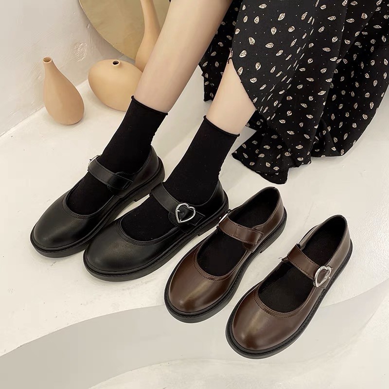 Giày mary jane da mềm khoá trái tim BIG SIZE 35-43