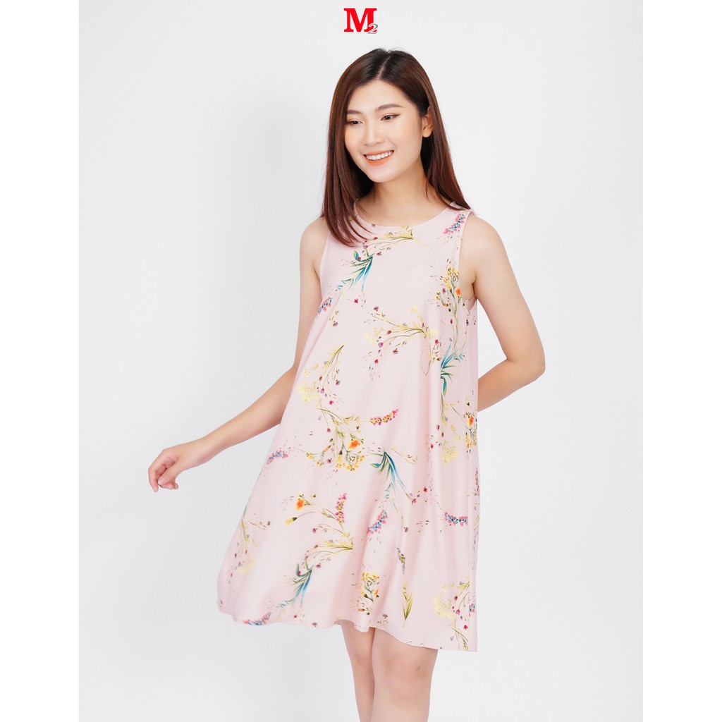 Váy nữ sát nách hồng họa tiết K0030389 Thời trang M2