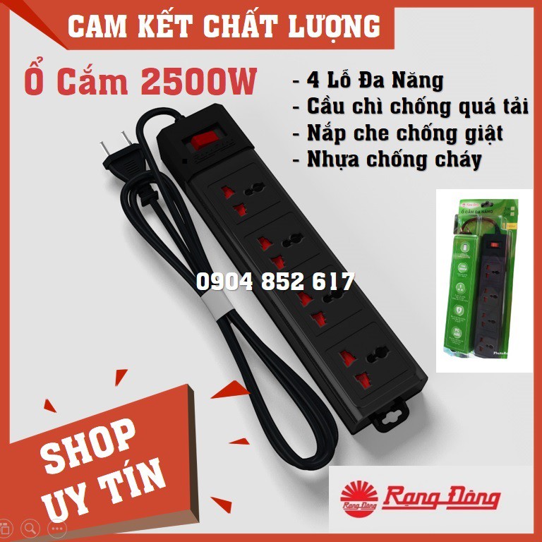 Ổ cắm điện VINAKIP Rạng Đông USB 4 lỗ 6 lỗ, 2 công tắc, 3 ngả, 2500W công suất cao, siêu tiện lợi