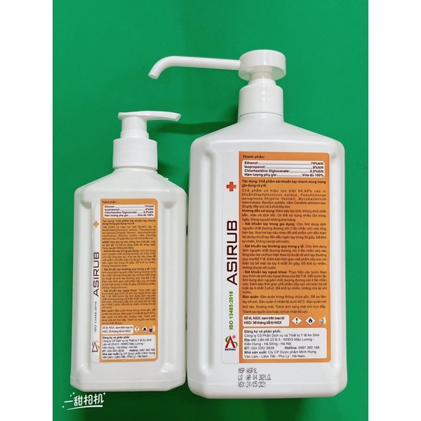 Nước rửa tay khô diệt khuẩn Asirub 1000ml, chai xịt kháng khuẩn khử trùng phòng chống dịch , lọ dung dịch sát khuẩn y tế