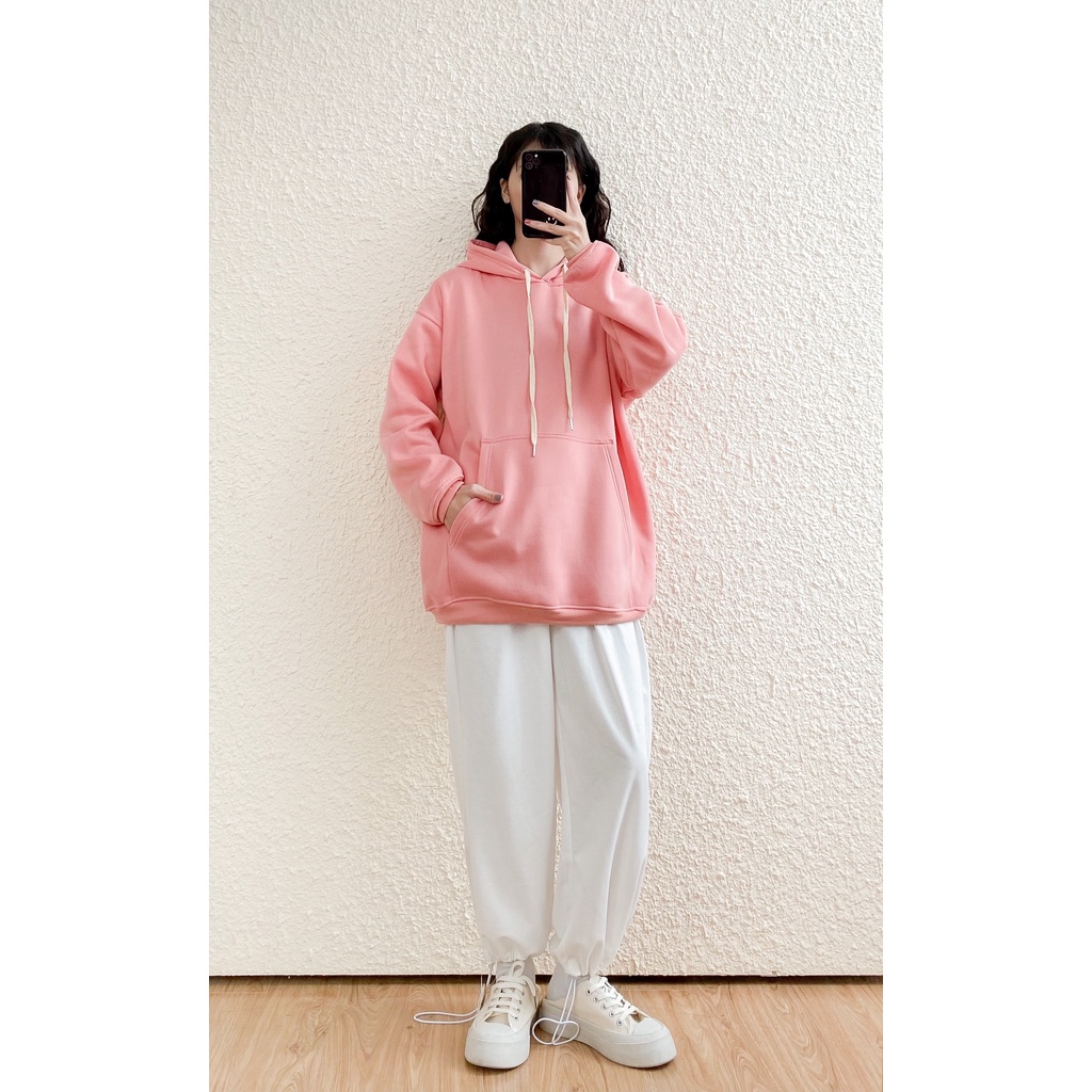 [HÀNG CÓ SẴN] Áo hoodie nữ May Boutique áo nỉ dài tay có mũ oversize trơn basic AHZ21D_110.030 | BigBuy360 - bigbuy360.vn