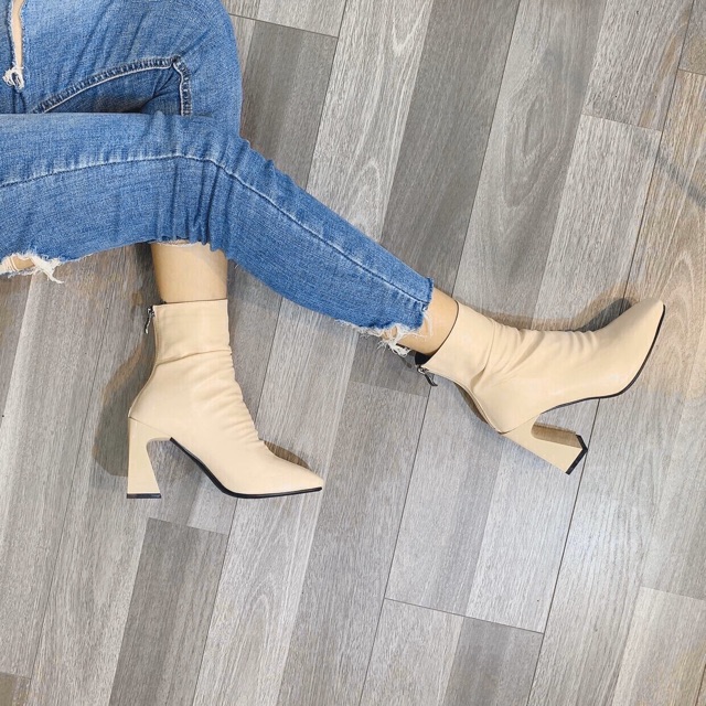 Bốt boot lửng nhăn gót cách điệu fullbox hàng quảng châu cao cấp | BigBuy360 - bigbuy360.vn