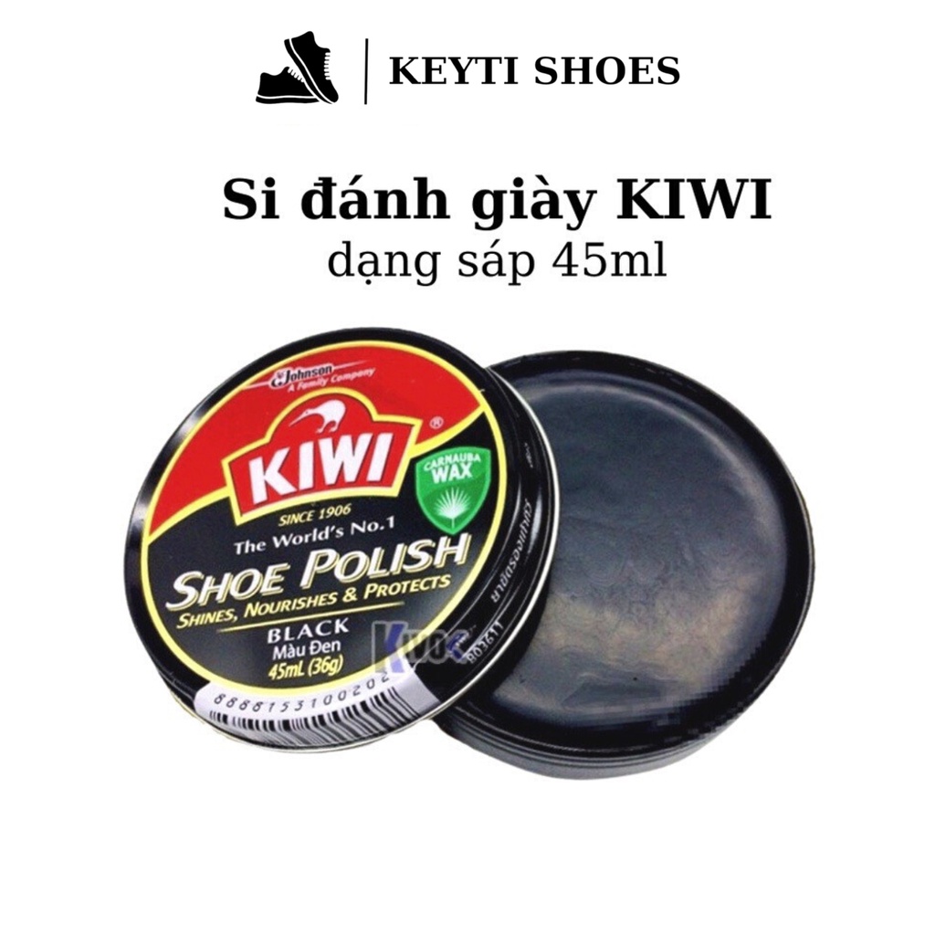 Si đánh giày Kiwi - Đánh bóng Giày Da, lau Giày dạng sáp - Xi Đen 45ML