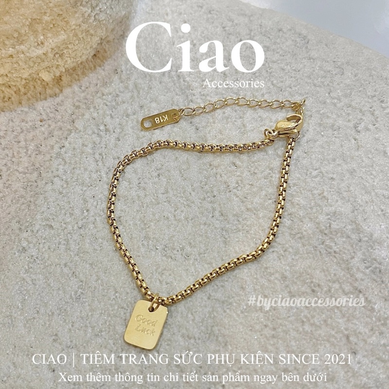 [HOẢ TỐC 1H] Vòng tay/ Lắc tay titan không gỉ thiết kế charm vuông tinh tế đơn giản Good Luck Ciao