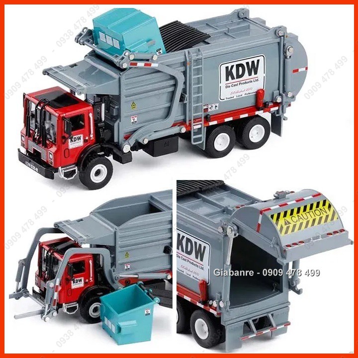 Mô Hình Sắt Xe Tải Công Trình Chở Và Ép Rác Tỉ Lệ 1:50 - KDW - 9907