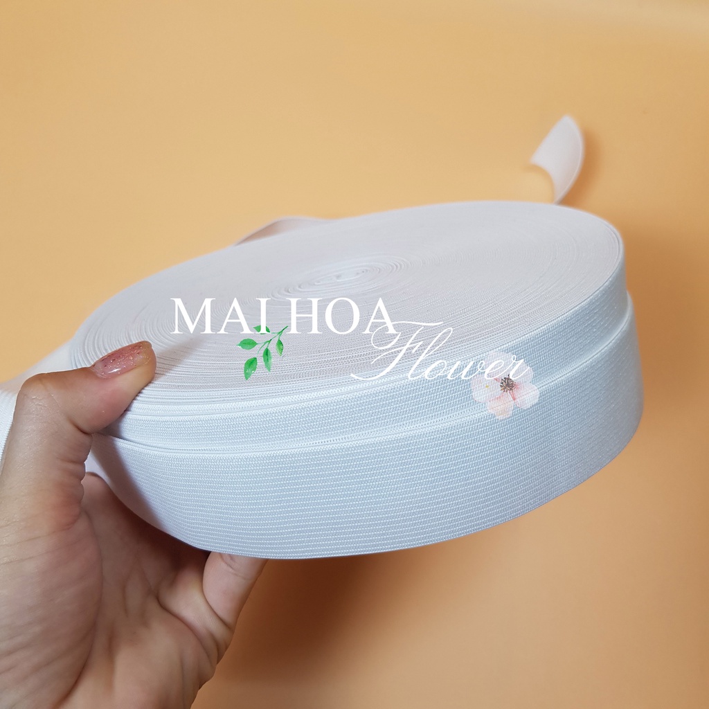 Dây thun may quần trắng size 3.5cm chun quần mỏng mềm giãn tốt mặc êm Maihoaflower