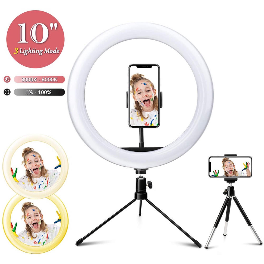 Vòng Đèn Led Usb Có Giá Đỡ Ba Chân Có Thể Điều Chỉnh Độ Sáng Hỗ Trợ Quay Video / Trang Điểm / Livestream