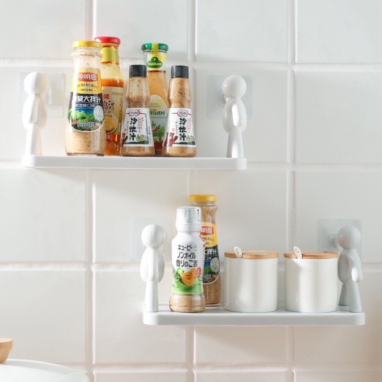 Kệ hình nhân decor nhà tắm, kệ nhựa nhà bếp dán tường siêu dính chịu lực