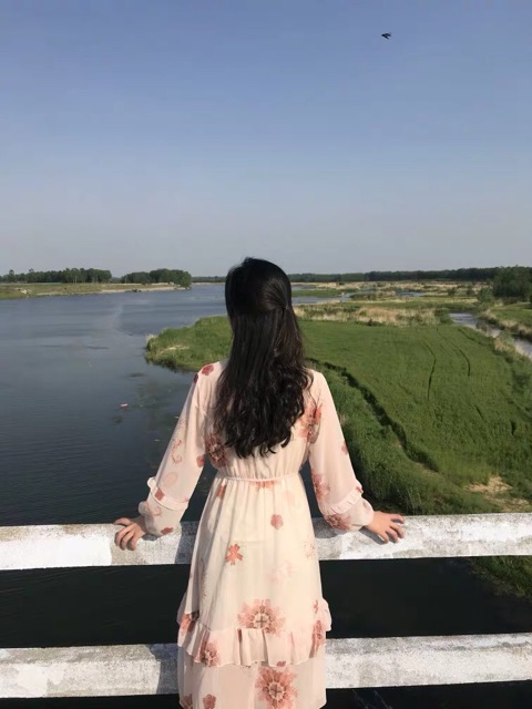 [HÀNG ORDER] Đầm maxi hoa tầng tay bồng nơ cổ vintage(Có ảnh thật) | BigBuy360 - bigbuy360.vn