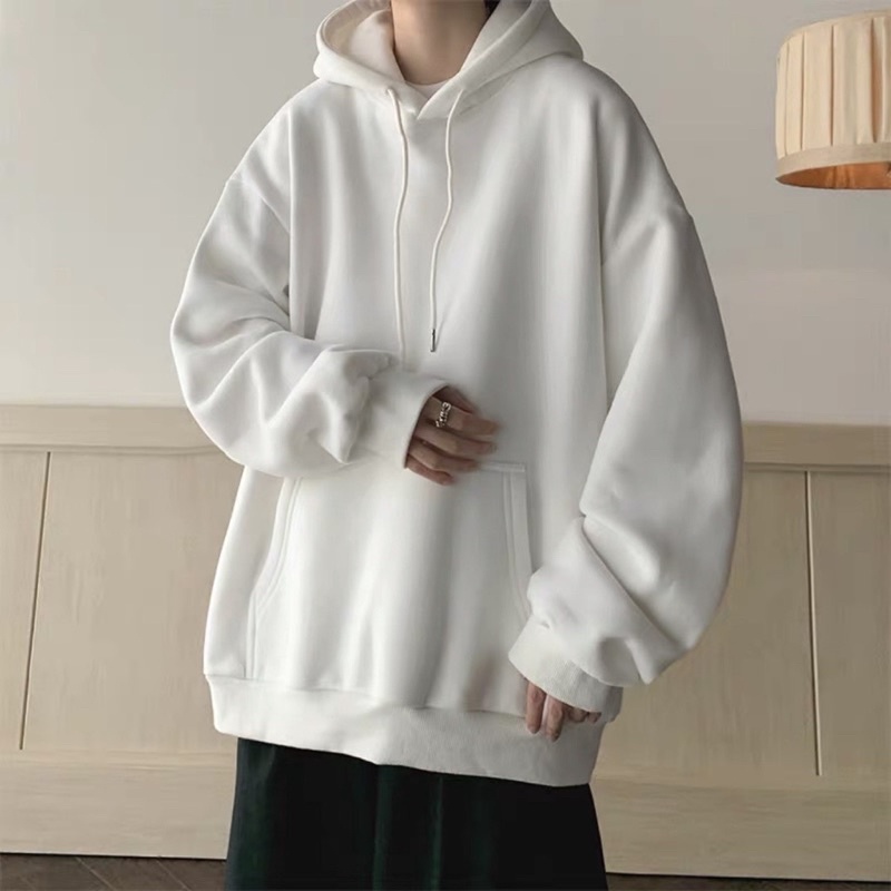 Áo Hoodie Nỉ Bông Unisex TRƠN màu XANH NEON/KEM 🖤 FREESHIP 🖤 Nam nữ unisex/HOODIE TRƠN form rộng