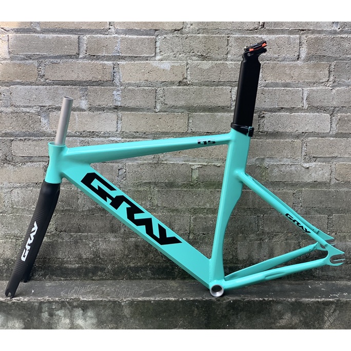 Khung xe đạp Fixed Gear Gray F15 Càng Carbon màu cực đẹp, ảnh thật