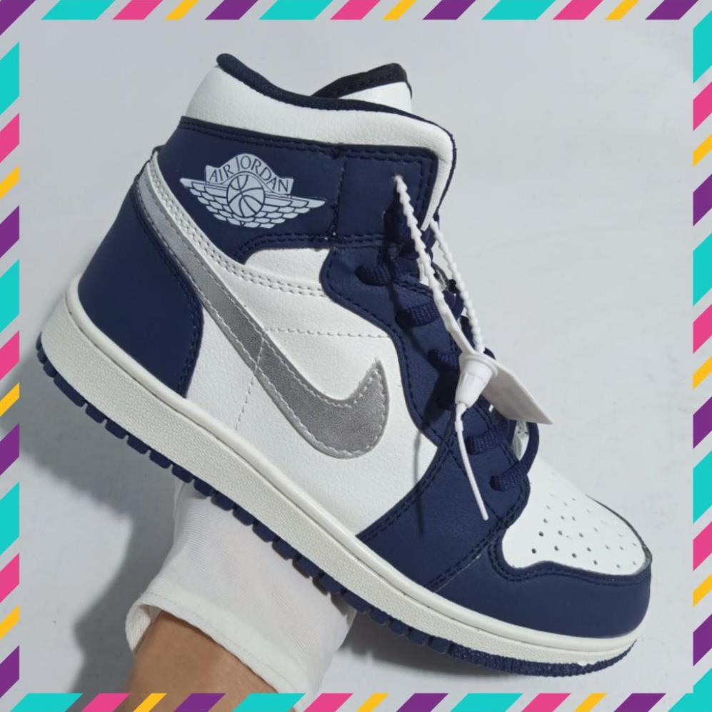 Giày Thể Thao Nam Nữ Mẫu Mới Sneaker Jordan Cổ Cao Jd 1 Cao Cổ Màu Xanh Navi Full SIze [Fill Bill Box]