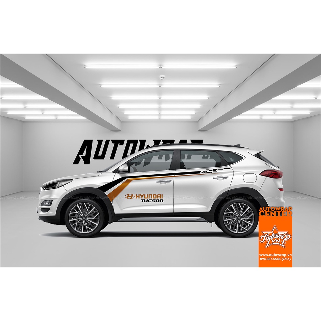 Tem họa tiết xe Tucson Sport Racing - Tem họa tiết ô tô Tucson, tem dán sườn xe thể thao
