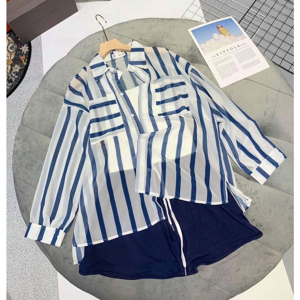 [SET SƠ MI ] Set Trang Phục Nữ, Set Đồ Cá Tính Áo Sơ Mi Kẻ Phối Quần Ngắn | BigBuy360 - bigbuy360.vn