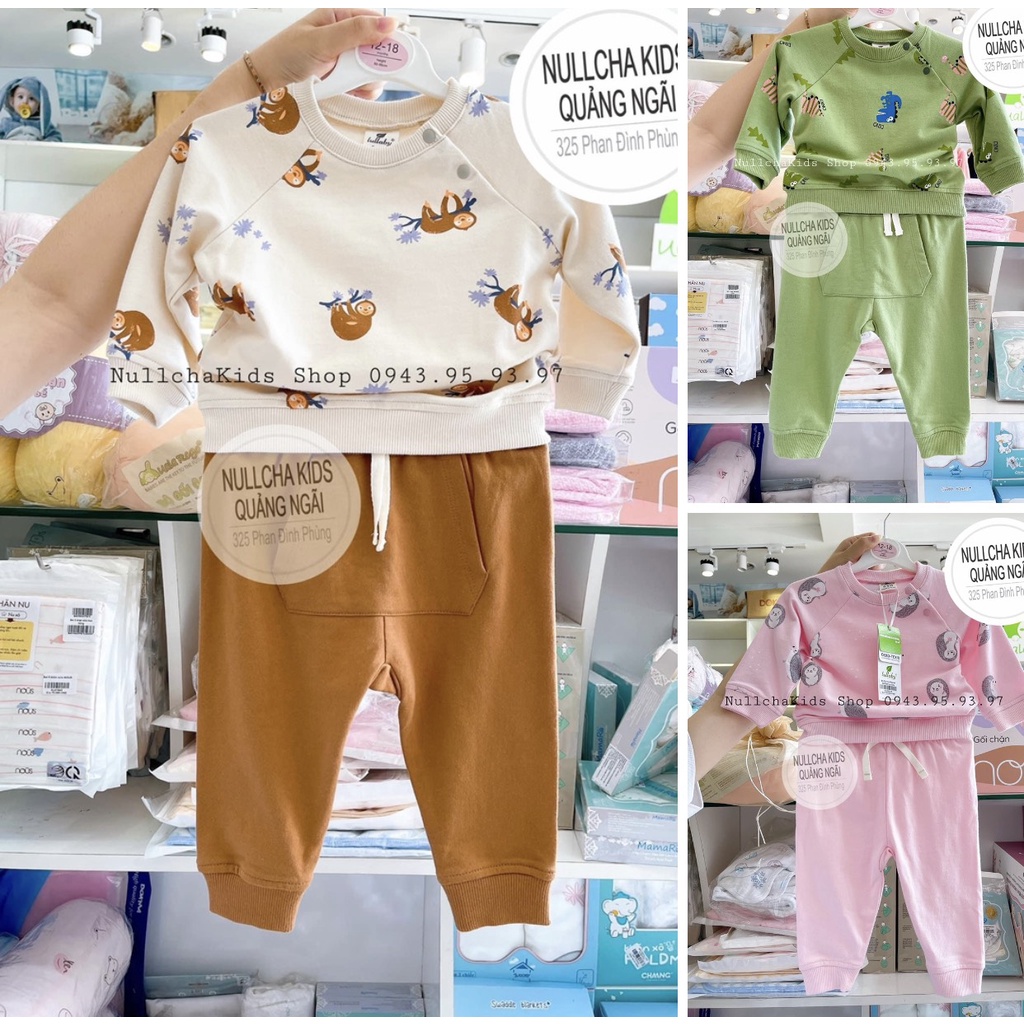 Bộ nỉ dài tay Lullaby chất da cá siêu đẹp cho bé trai/bé gái