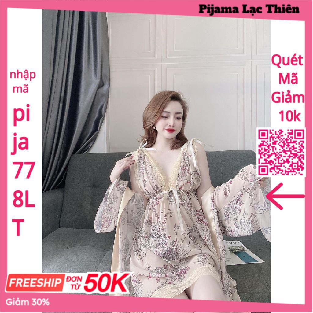 Váy Ngủ Xuyên Thấu Nữ, Set Đồ Ngủ Sexy 3 Món ( Váy Ngủ, Áo Choàng Kèm Quần ) , Đầm Ngủ Mặc Nhà Bigsize Chất Voan Tơ. | BigBuy360 - bigbuy360.vn