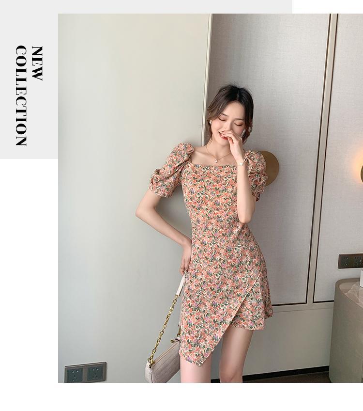 Đầm Hoa Tay Phồng Cổ Vuông Xinh Xắn Dành Cho Nữ | BigBuy360 - bigbuy360.vn