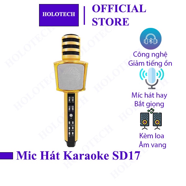 Micro Karaoke Bluetooth Không Dây SD17 Đa Năng - Mic Hát Có Đầu Bảo Vệ, Âm Thanh Sống Động, Chất Lượng