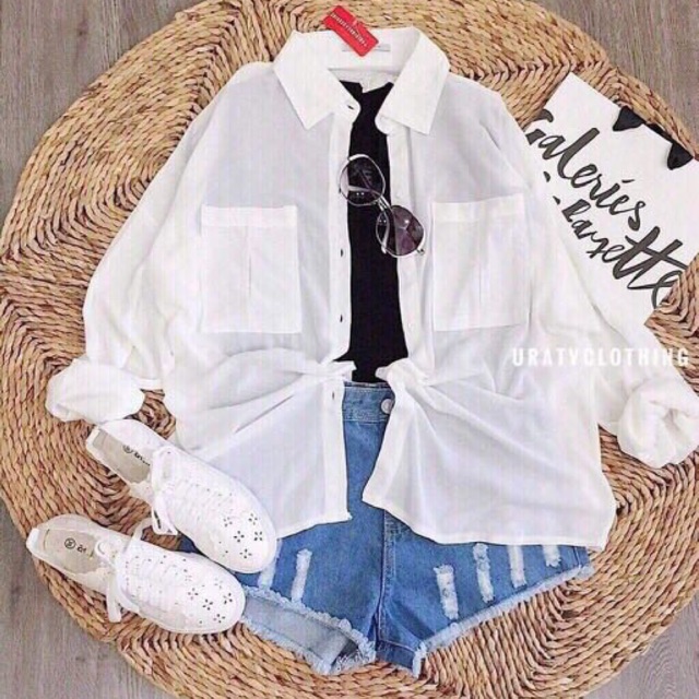 [CLIP THẬT + ẢNH THẬT] Áo sơ mi trắng form rộng đơn giản mà quyến rũ không chối từ (có sẵn)