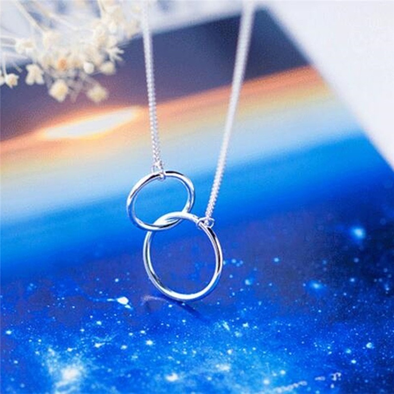 Korean Female Autumn Winter Sweater Double Ring Necklace Pendant