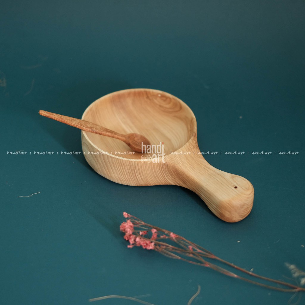 Khay gỗ tay nắm - chảo gỗ đựng thức ăn (25x14cm) wooden tray