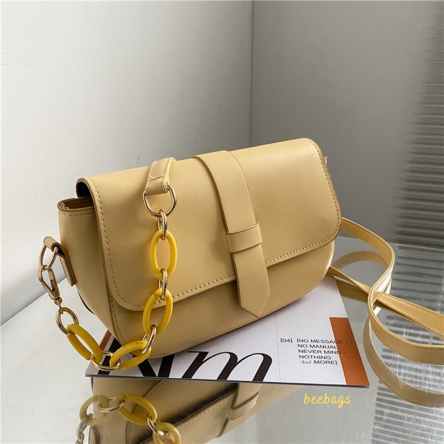 Túi Đeo Chéo Nữ Phối Dây Xích Màu Xanh, Vàng, Trắng, Đen Đơn Giản | TX29 | Túi Da Nữ Phong Cách Hàn Quốc Dễ Phối Đồ