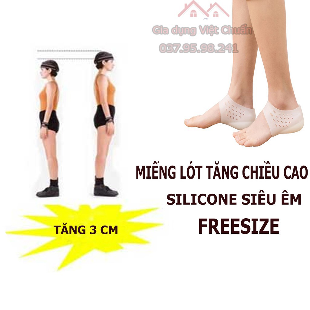 miếng lót gót chân giày cao su silicon tăng chiều cao êm chân lót giầy nam nữ freesize lót chân sk294