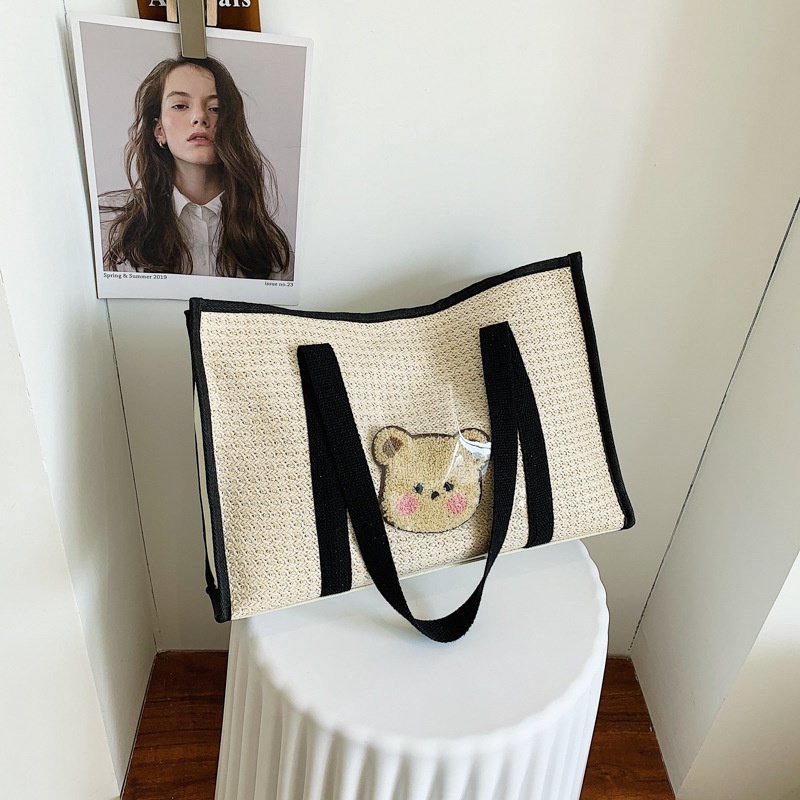 Túi Xách Đan Cói Cỡ Lớn Thiết Kế Đơn Giản Thời Trang Cho Nữ