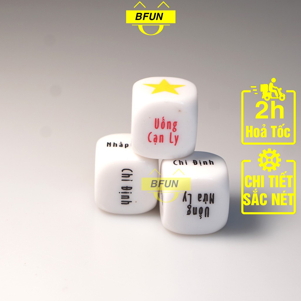 Xúc Xắc Uống Rượu Bia 6 Mặt Vui Nhộn Loại Tốt,  Xí Ngầu Uống Bia 6 Mặt Cho Hội Bạn - Đồ Chơi Bfun