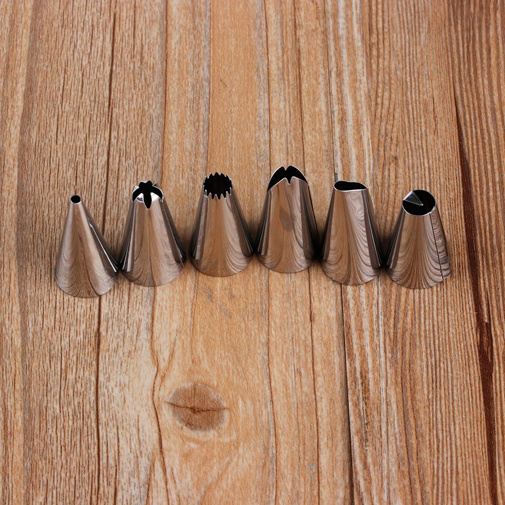 Set 8 dụng cụ gồm 6 đầu bắt bông kem túi bắt bông kem và đầu chuyển đổi thép không gỉ trang trí bánh kem cho nhà bếp