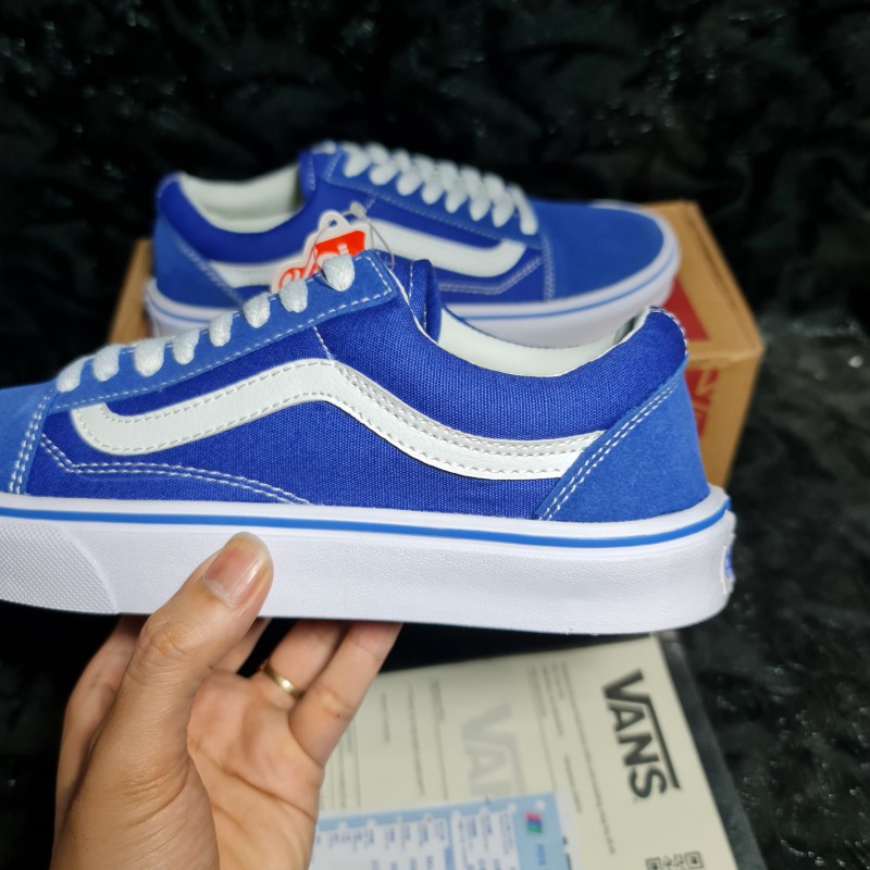 📸Ảnh Thật + Có sẵn📦 Giày Vans Old Skool Xanh Sọc Trắng || Vans Old Skool Blue White