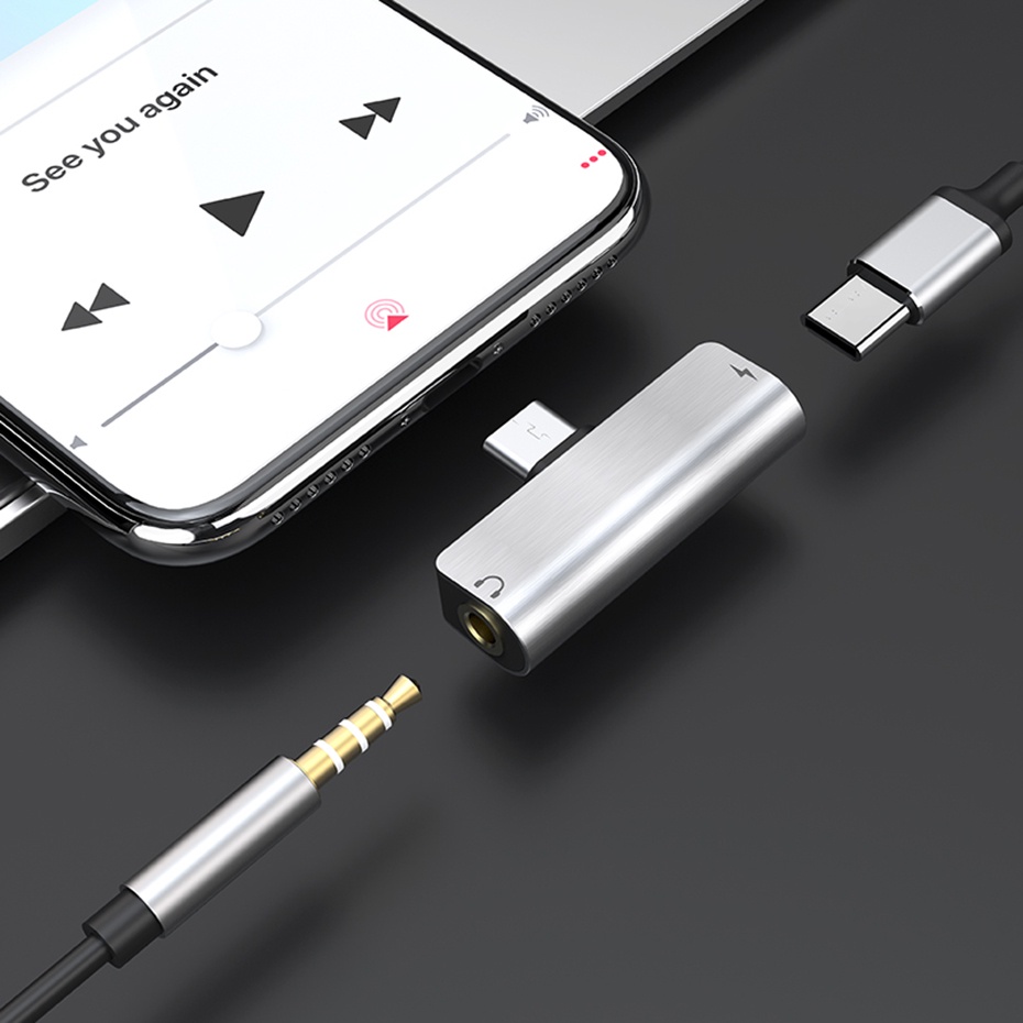 Bộ Chuyển Đổi Âm Thanh Hoco 2 Trong 1 Type C Sang 3.5mm