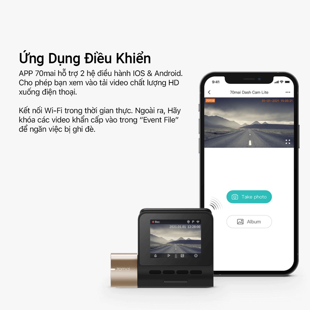 Camera hành trình 70mai Dashcam Pro Lite D08 - Phiên bản quốc tế