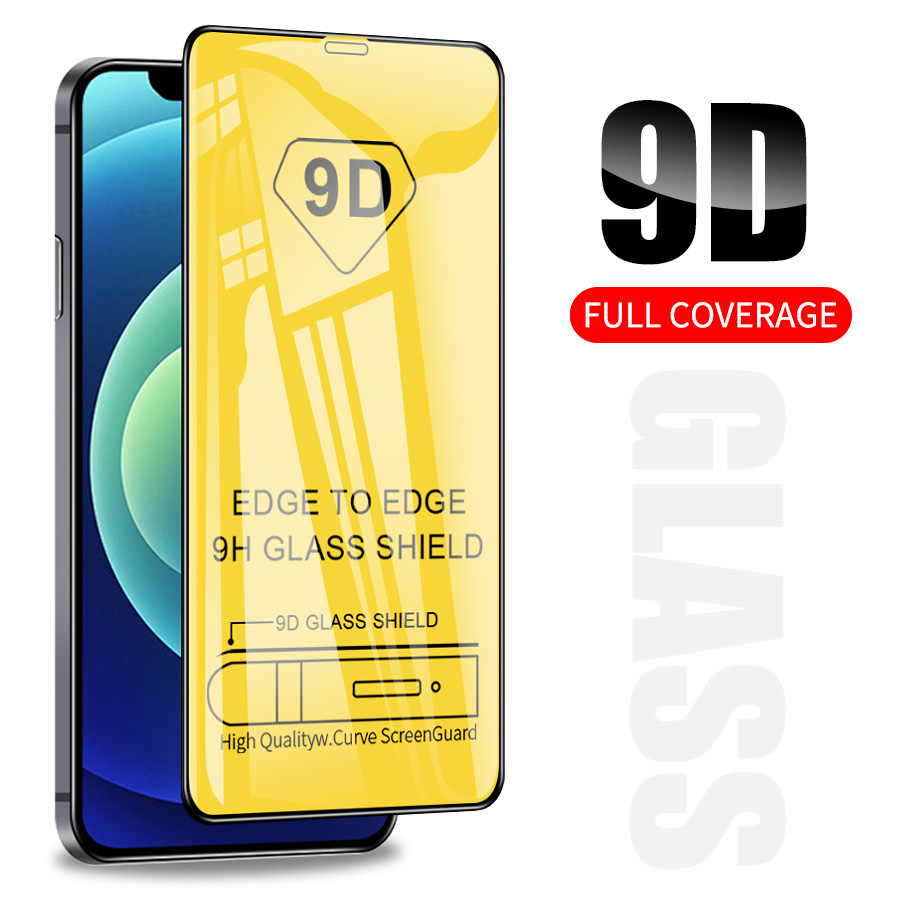 Kính cường lực Full màn 9D Cho iPhone 14 13 12 11 Pro Max X Xs Xr 6 6s 7 8 Plus
