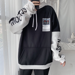 Áo Hoodie Tay Dài Giả Hai Lớp Form Rộng Phong Cách Hàn Quốc Cho Nam