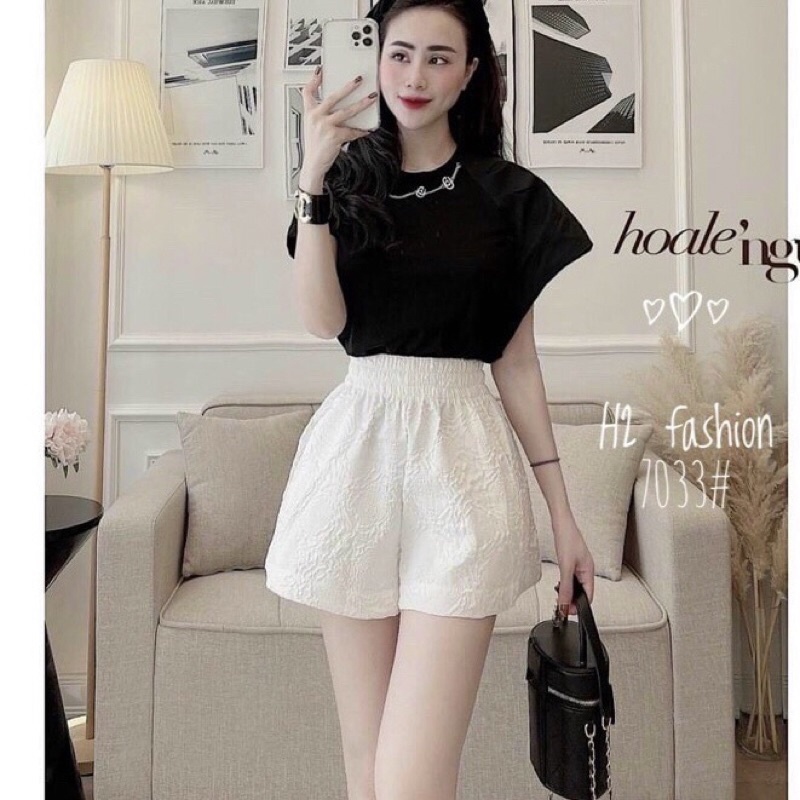 Quần short nữ dập nổi 3D xốp phồng chất đẹp QS 01
