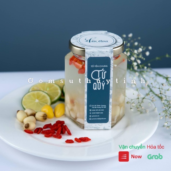 (Xả kho cắt lỗ) Combo 10 Hũ thủy tinh lục giác 180ml đựng thực phẩm