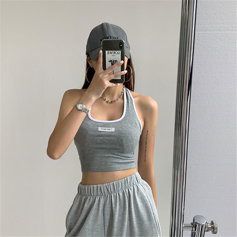 Cocory vn Áo dây choàng cổ dệt kim dáng ôm thời trang mùa hè cho nữ