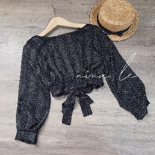 Áo croptop Buộc Nơ Sau Lụa Voan