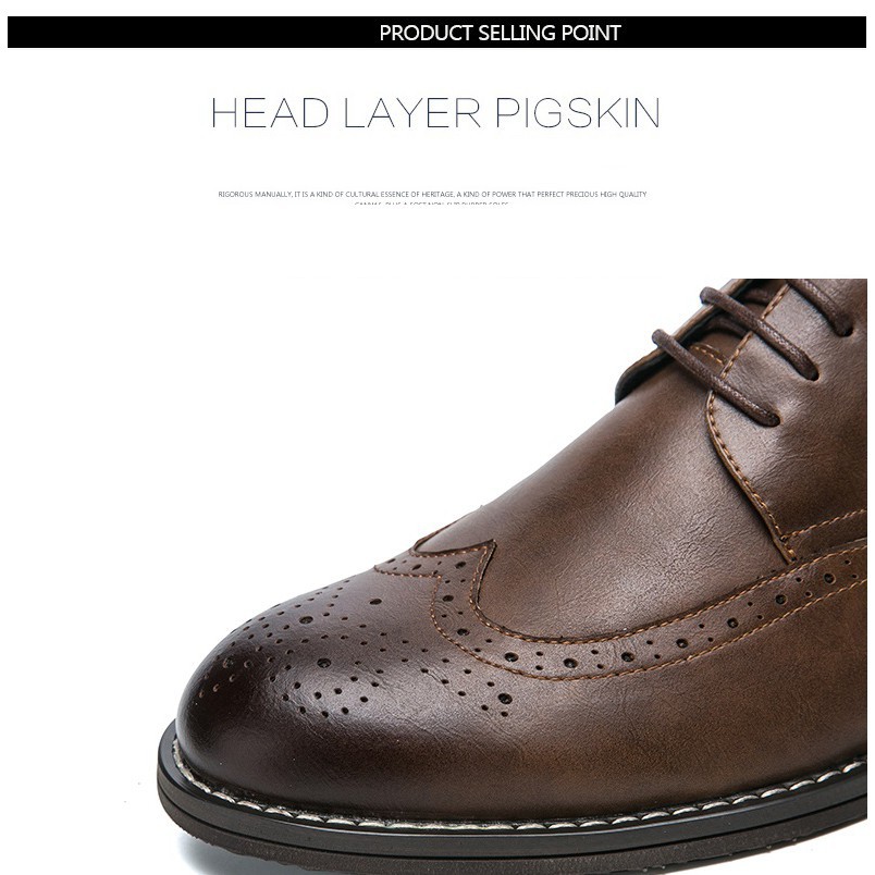 Fashionable low-lacing Oxford leather shoes for men