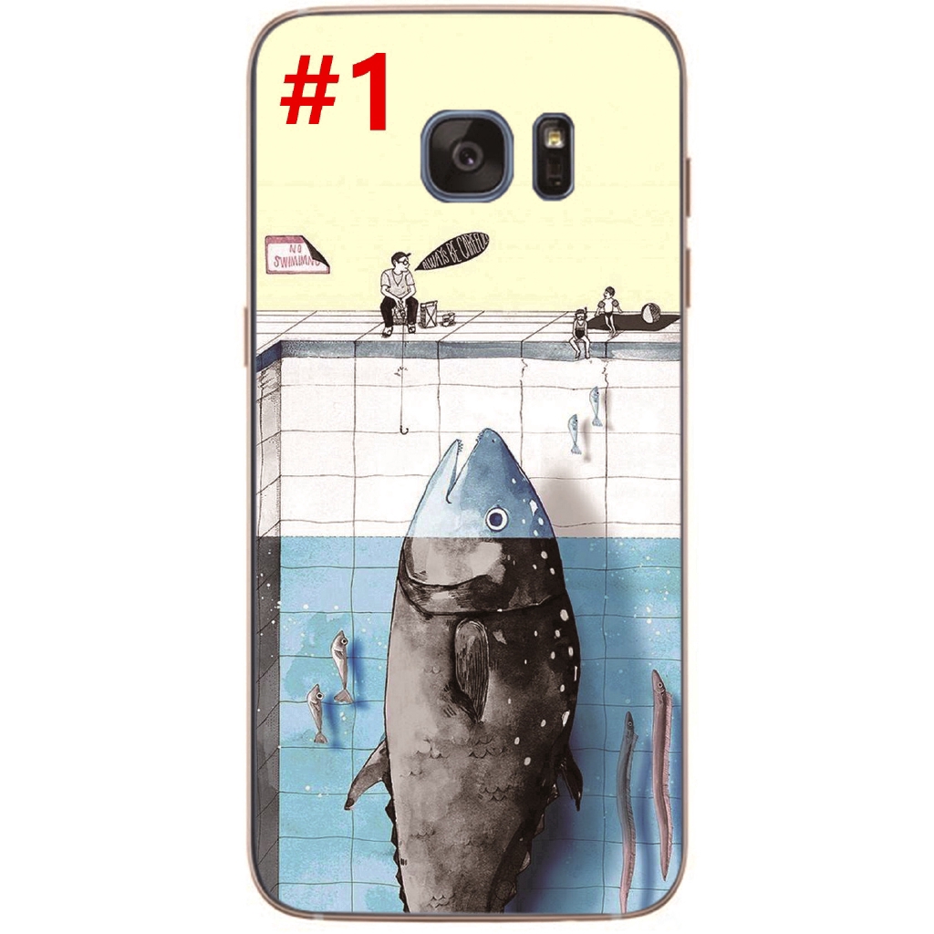 Cartoon Shark Back Cover Samsung Galaxy Note5/Note 4/S6/S7 Edge Soft TPU Case