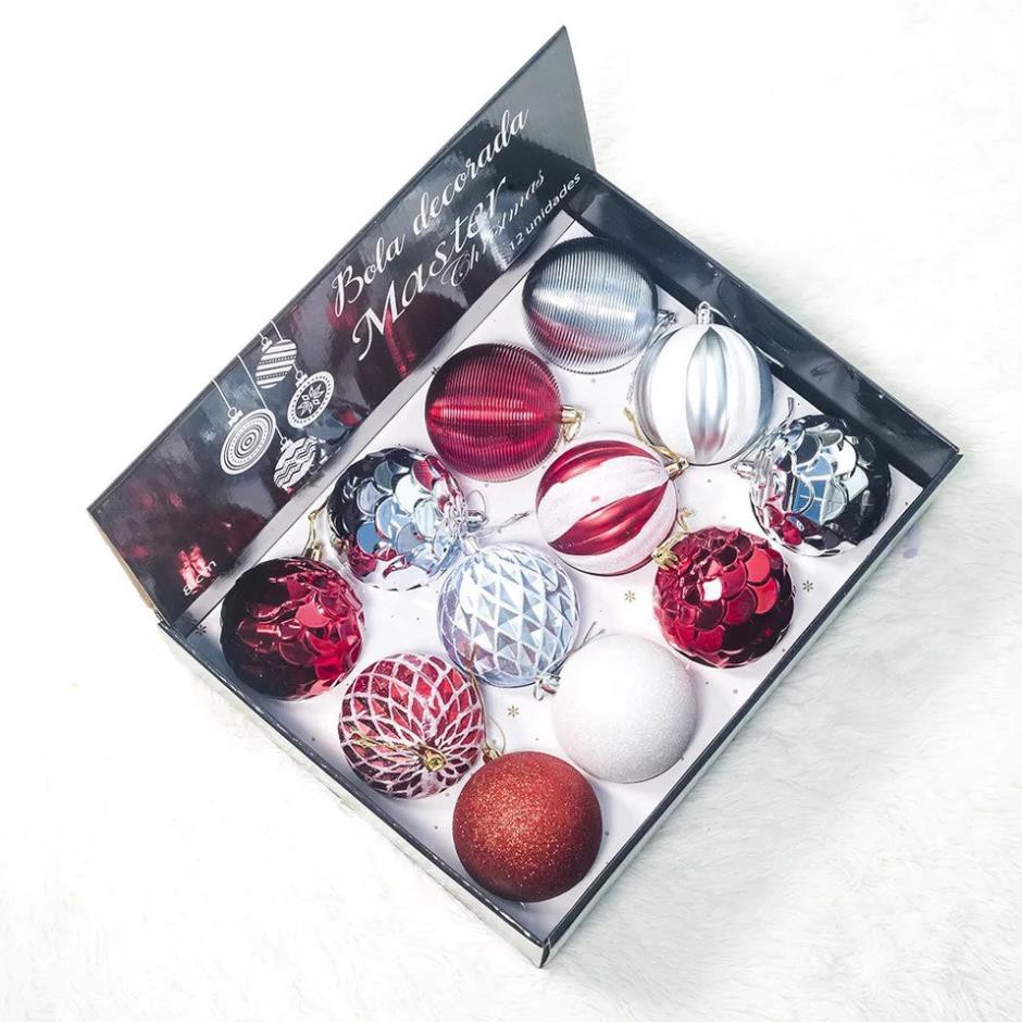 QUẢ CHÂU TRANG TRÍ 4 MÀU - CHÂU NOEL - TRÁI CHÂU HỘP 12 TRÁI - CHÂU 8CM MÀU XANH - CHÂU HOA VĂN - CHÂU KIM TUYẾN