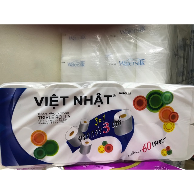 Giấy vệ sinh Việt Nhật 10 cuộn 3 lớp không lõi in hình cá