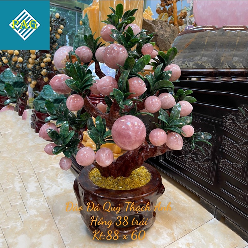 Cây Đào Tài Lộc Đá TA Hồng Tự Nhiên 38 Quả Siêu Đẹp