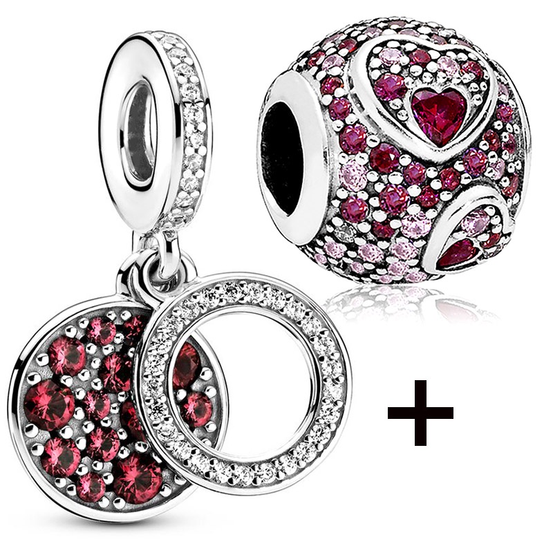 Set 2 Mặt Dây Chuyền May Mắn Đính Đá Pha Lê Hình Giọt Nước Màu Đỏ / Xanh Lá / Xanh Lá / Xanh Lá