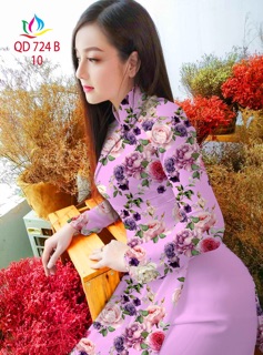 Vải áo dài in hoa hồng