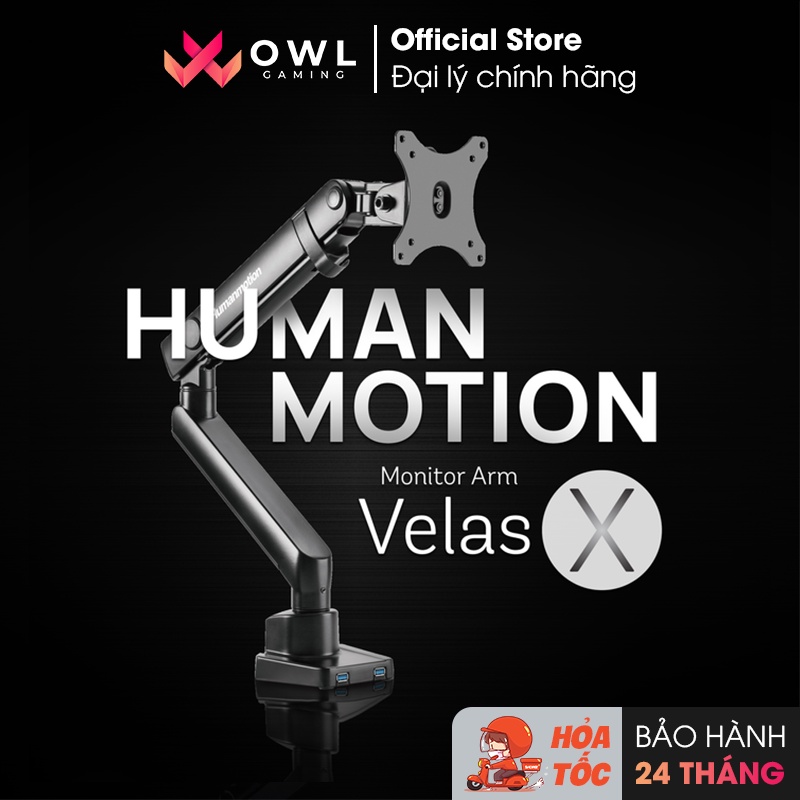 Giá treo / ARM màn hình Human Motion VelasX (Hàng chính hãng) - Tay treo linh hoạt, cứng cáp, chịu lực lớn, chuẩn Vesa